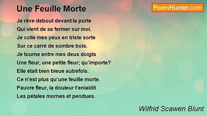 Wilfrid Scawen Blunt - Une Feuille Morte