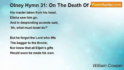 William Cowper - Olney Hymn 31: On The Death Of A Minister