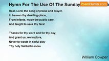 William Cowper - Hymn For The Use Of The Sunday School At Olney