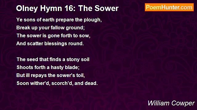 William Cowper - Olney Hymn 16: The Sower