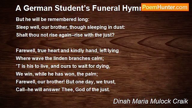 Dinah Maria Mulock Craik - A German Student’s Funeral Hymn
