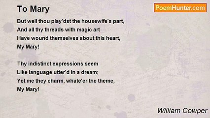 William Cowper - To Mary
