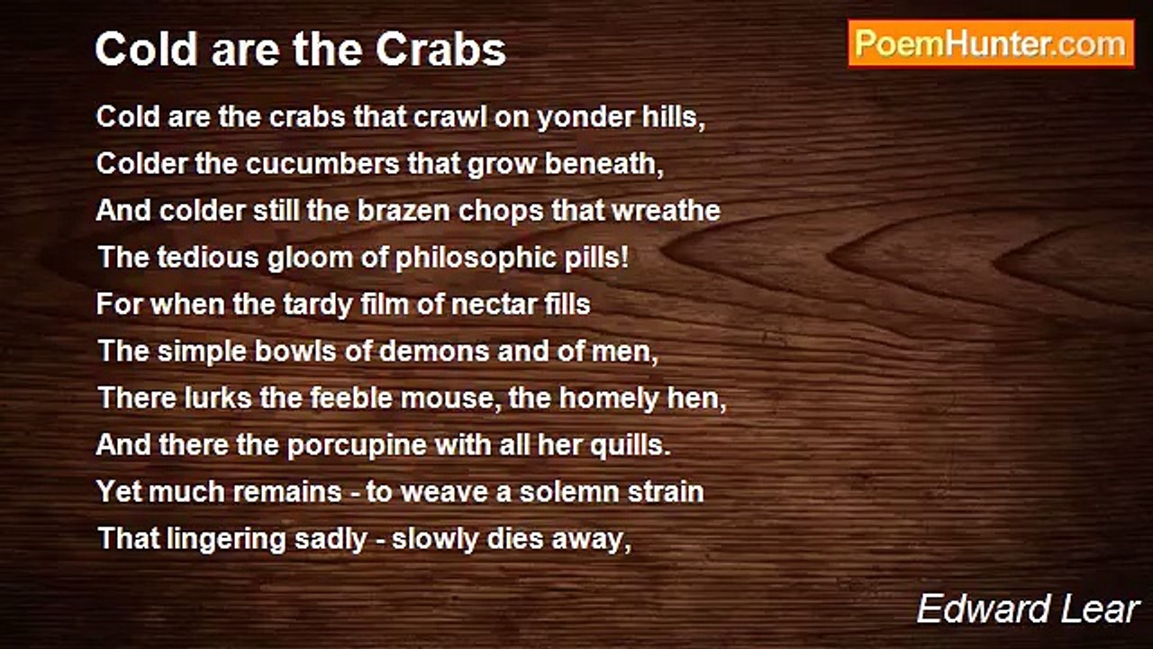 Edward Lear - Cold are the Crabs