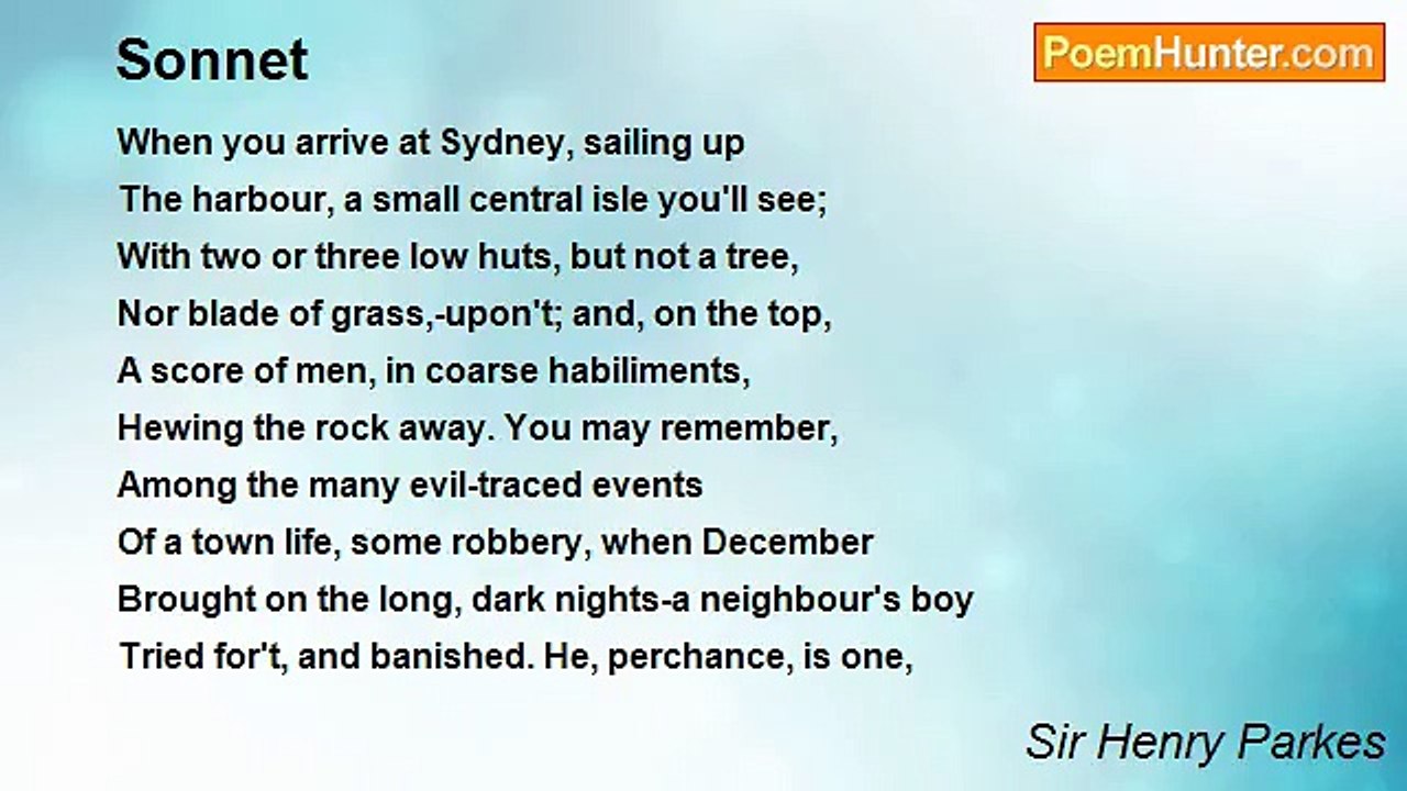 Sir Henry Parkes - Sonnet