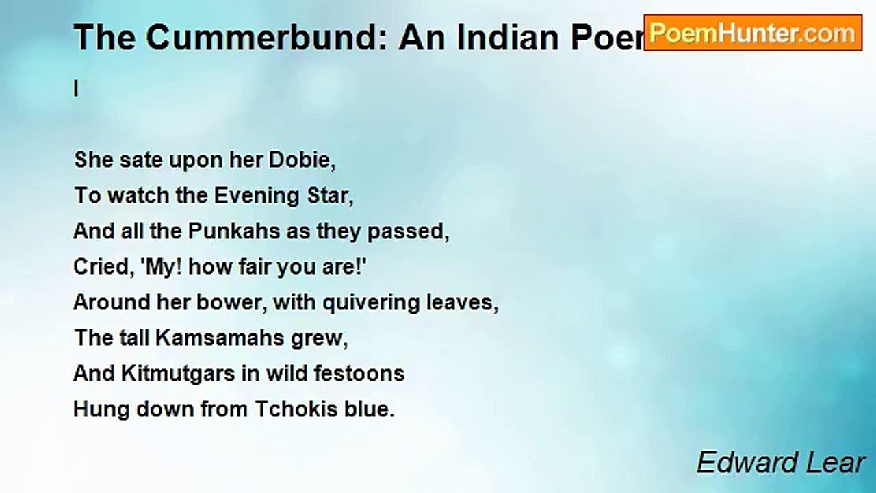 Edward Lear - The Cummerbund: An Indian Poem