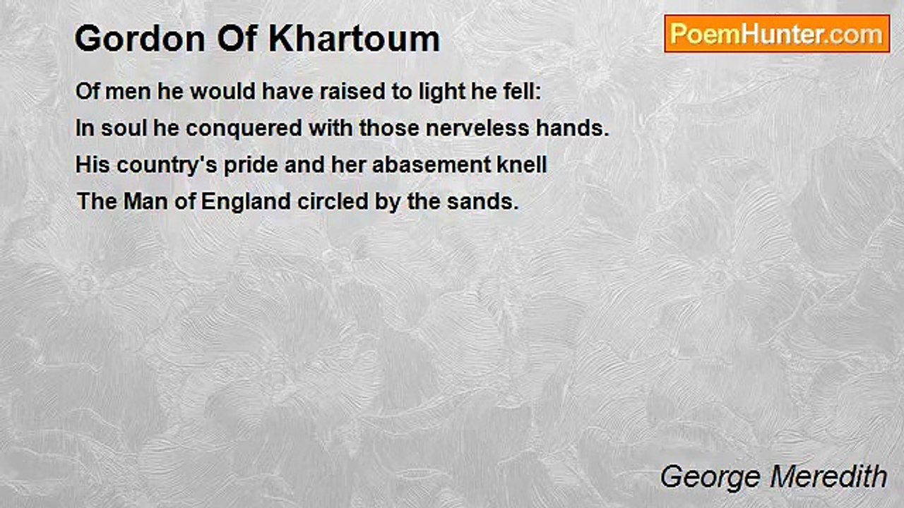 George Meredith - Gordon Of Khartoum