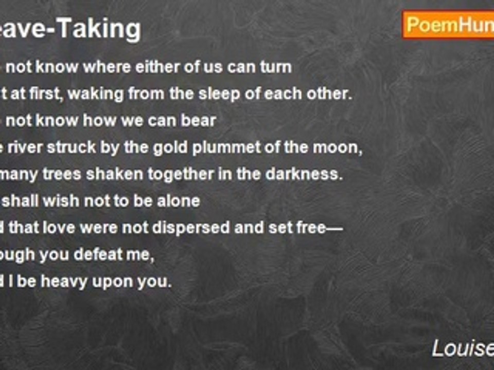 Louise Bogan - Leave-Taking