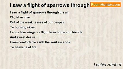 Lesbia Harford - I saw a flight of sparrows through the air