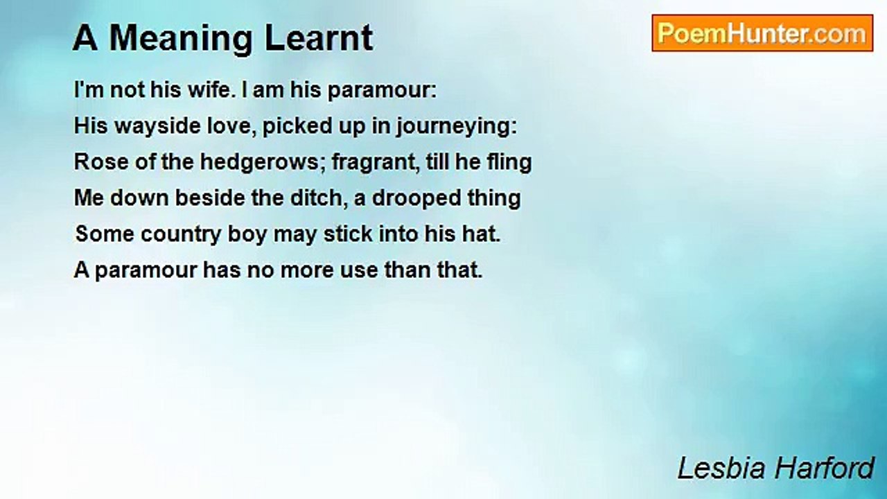 Lesbia Harford - A Meaning Learnt