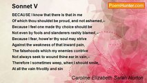 Caroline Elizabeth Sarah Norton - Sonnet V