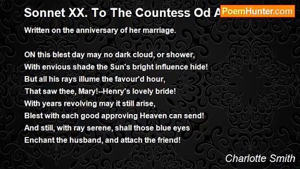 Charlotte Smith - Sonnet XX. To The Countess Od A----