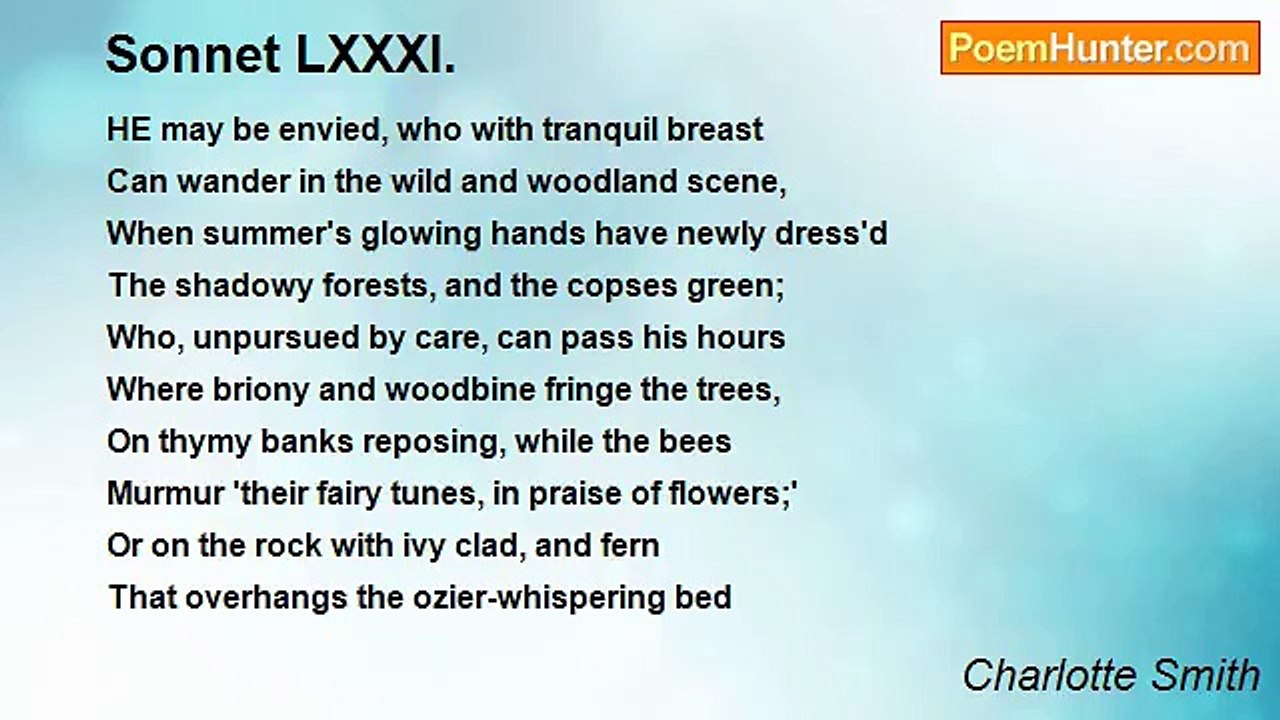 Charlotte Smith - Sonnet LXXXI.