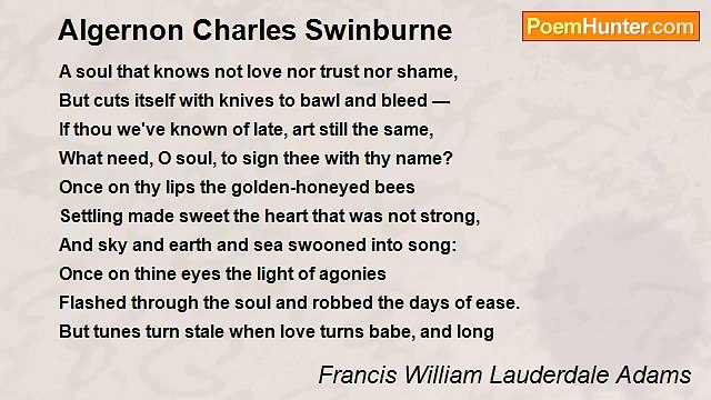 Francis William Lauderdale Adams - Algernon Charles Swinburne