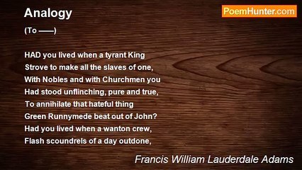 Francis William Lauderdale Adams - Analogy