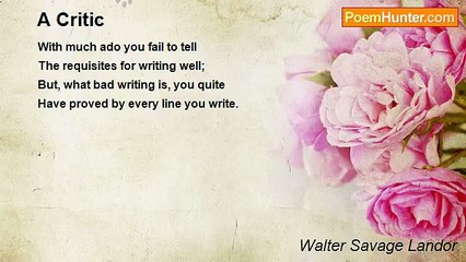 Walter Savage Landor - A Critic