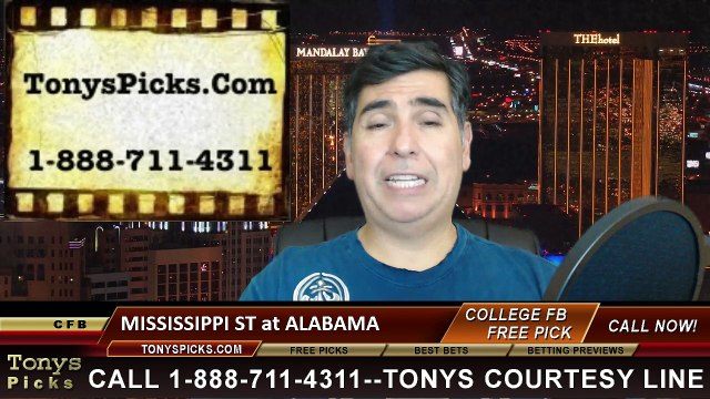 Alabama Crimson Tide vs. Mississippi St Bulldogs Free Pick Prediction NCAA College Football Odds Preview 11-15-2014