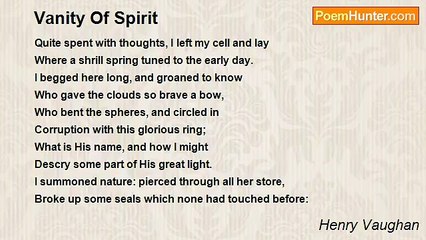 Henry Vaughan - Vanity Of Spirit