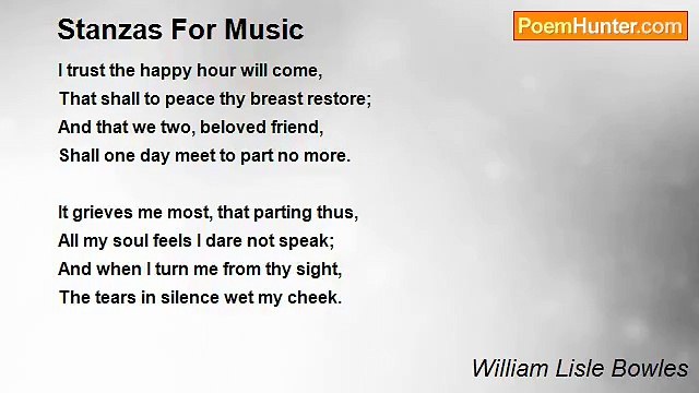William Lisle Bowles - Stanzas For Music
