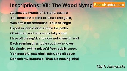 Mark Akenside - Inscriptions: VII: The Wood Nymph