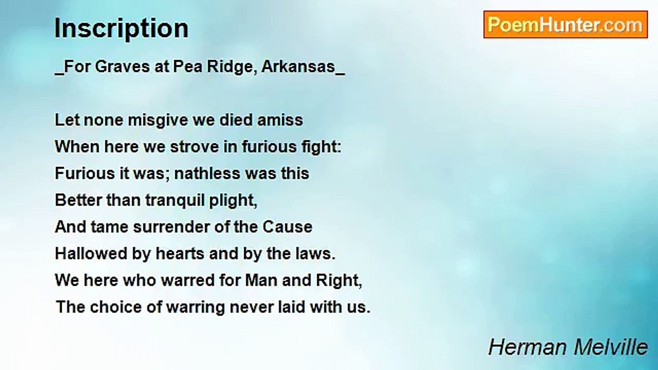 Herman Melville - Inscription