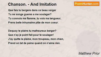 Matthew Prior - Chanson. - And Imitation