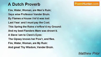 Matthew Prior - A Dutch Proverb