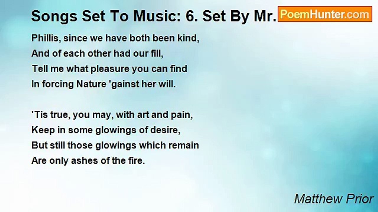 Matthew Prior - Songs Set To Music: 6. Set By Mr. Smith