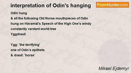 Mikael Ejdemyr - interpretation of Odin's hanging