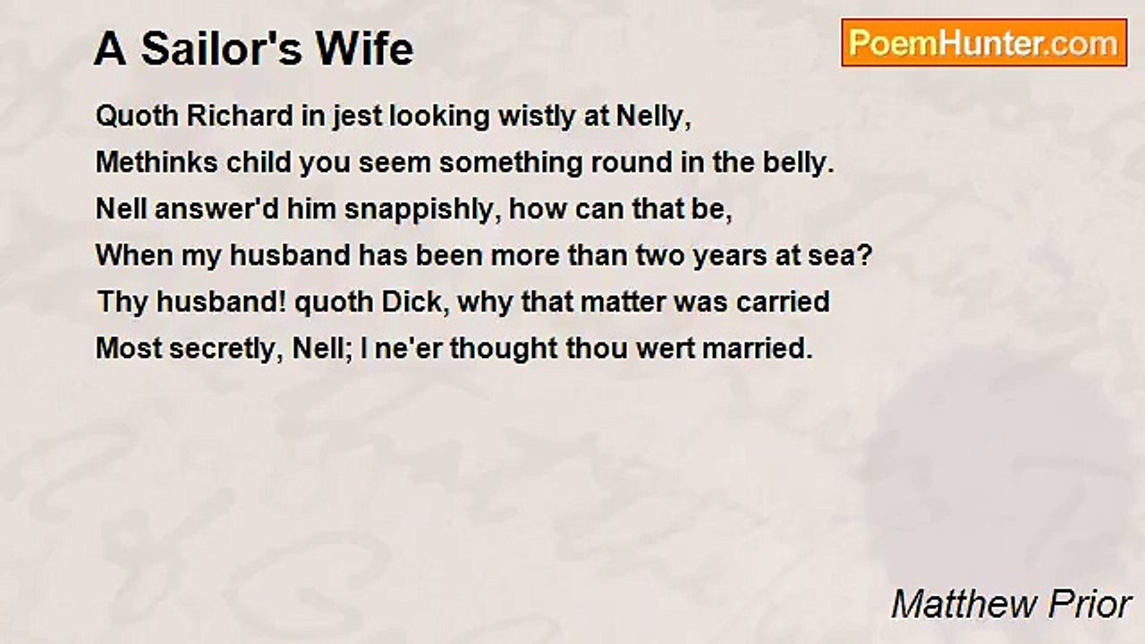 Matthew Prior - A Sailor's Wife