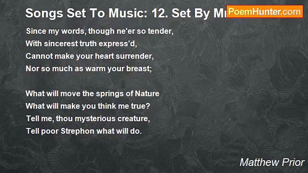 Matthew Prior - Songs Set To Music: 12. Set By Mr. Smith