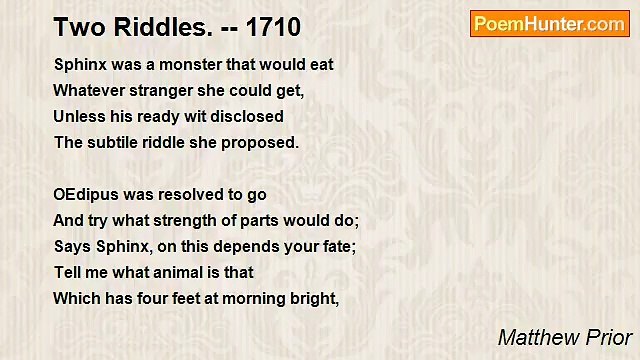 Matthew Prior - Two Riddles. 1710