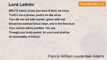 Francis William Lauderdale Adams - Lord Leitrim