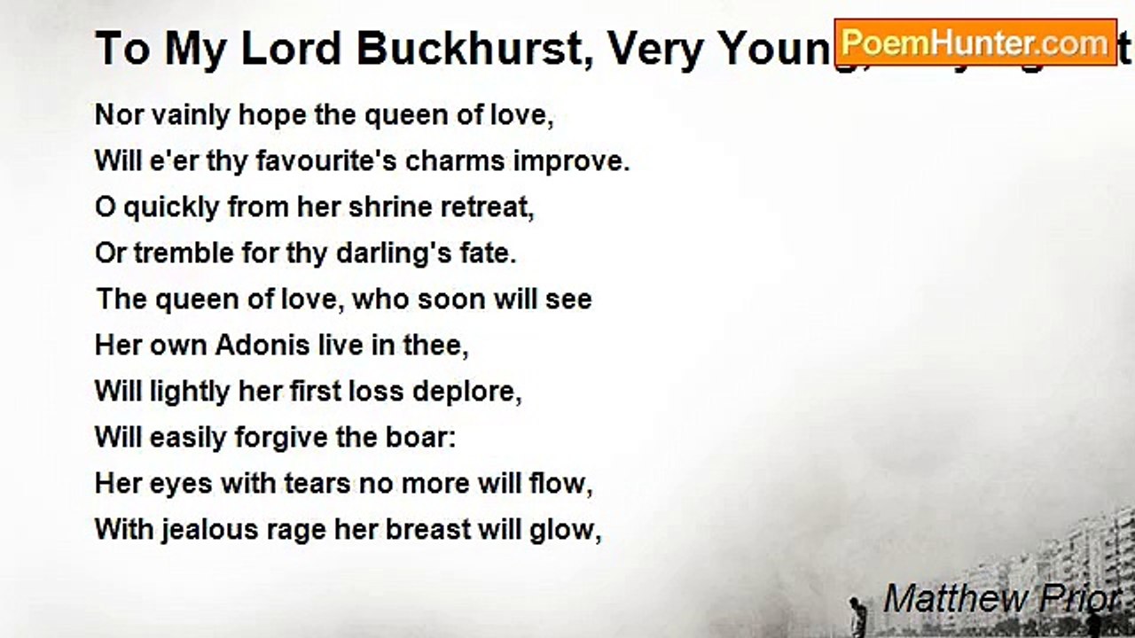 Matthew Prior - To My Lord Buckhurst, Very Young, Playing With A Cat