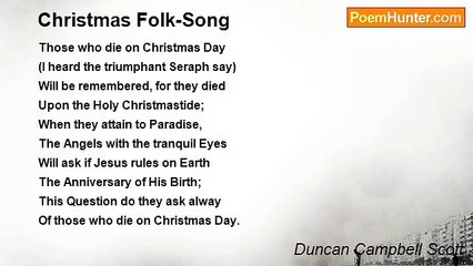 Duncan Campbell Scott - Christmas Folk-Song