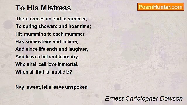 Ernest Christopher Dowson - To His Mistress