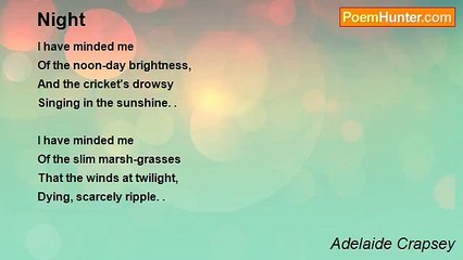 Adelaide Crapsey - Night