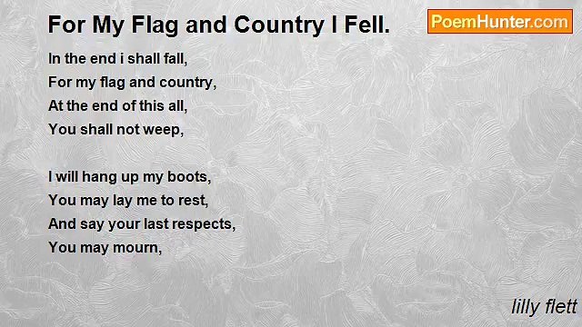 lilly flett - For My Flag and Country I Fell.