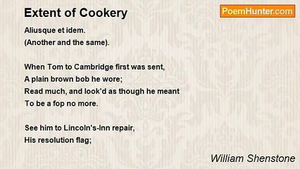 William Shenstone - Extent of Cookery