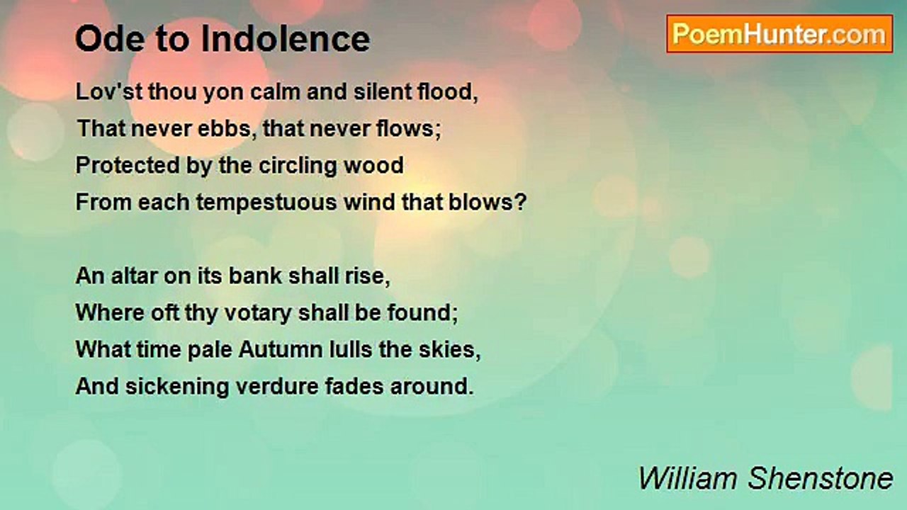 William Shenstone - Ode to Indolence