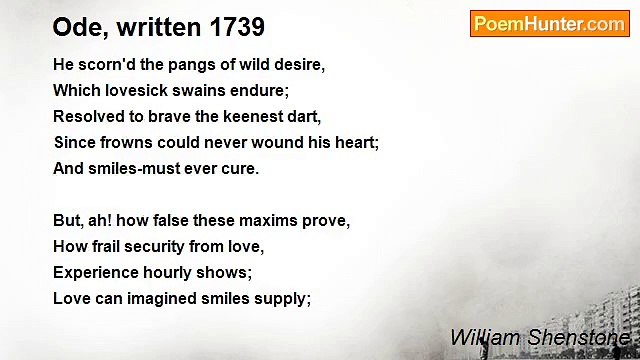 William Shenstone - Ode, written 1739