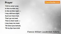 Francis William Lauderdale Adams - Prayer