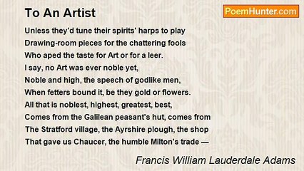 Francis William Lauderdale Adams - To An Artist