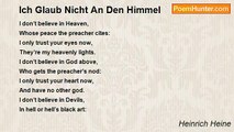 Heinrich Heine - Ich Glaub Nicht An Den Himmel