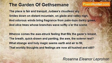 Rosanna Eleanor Leprohon - The Garden Of Gethsemane