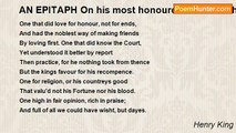 Henry King - AN EPITAPH On his most honoured Friend Richard Earl of Dorset