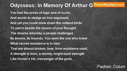 Padraic Colum - Odysseus: In Memory Of Arthur Griffith