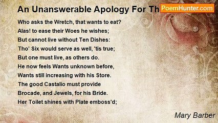 Mary Barber - An Unanswerable Apology For The Rich.