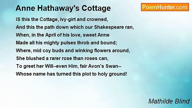 Mathilde Blind - Anne Hathaway's Cottage