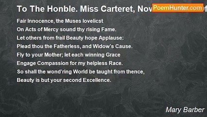 Mary Barber - To The Honble. Miss Carteret, Now Countess Of Dysert.