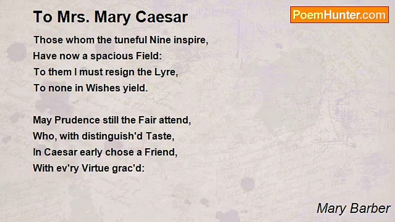 Mary Barber - To Mrs. Mary Caesar